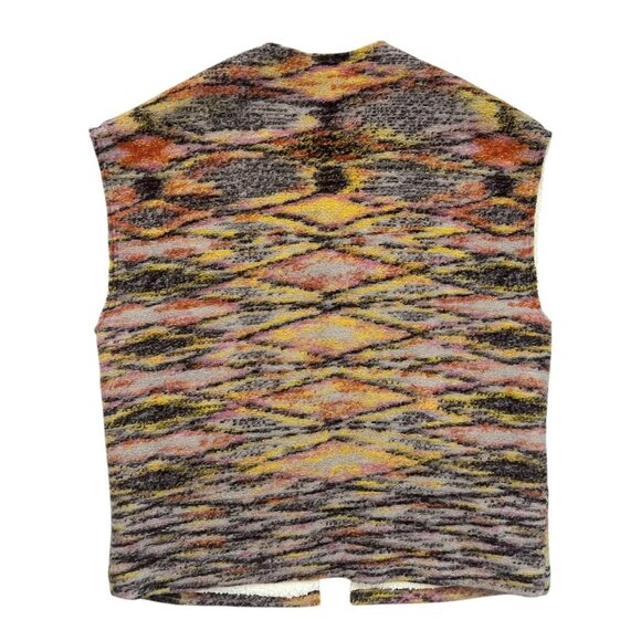 Free People Wool‎ Blend Sherpa Oversized Vest Multicolor Size M Boho Lagenlook - Picture 2 of 5